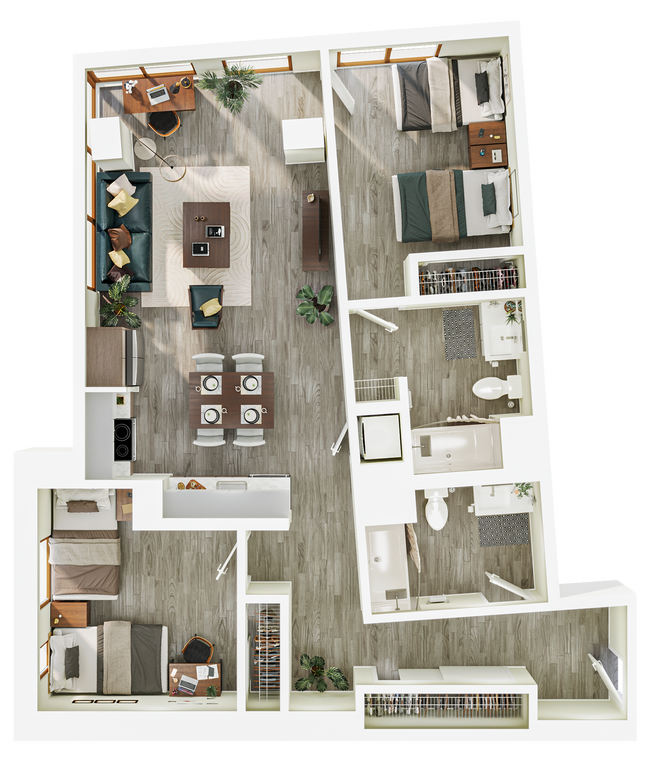 2BR/2B - Deluxe - B9 Private floor plan